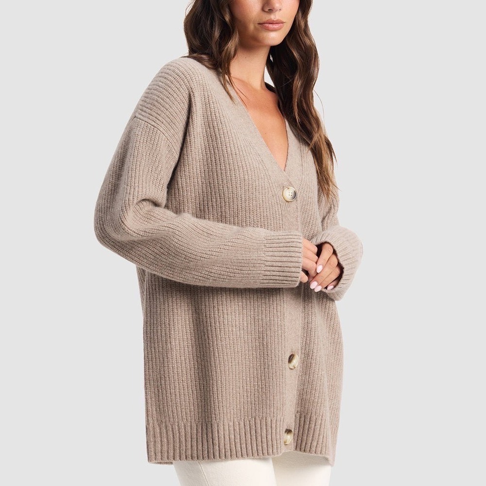 Cozy Earth Womens Oversized Sunday Cashmere Cardigan Almond XS New With Tags